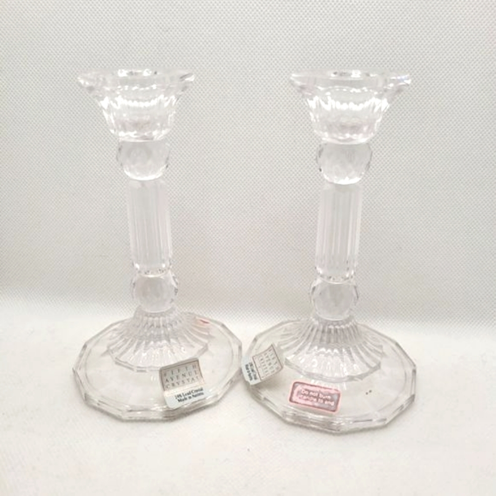 Fifth Avenue Crystal Austrian Candlestick Holders 24% Genuine Lead Crystal